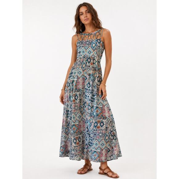 Feline Dresses & Skirts - Desert Boho Aztec Maxi Dress Cutout Back Sleeveless Festival Size M Goddess